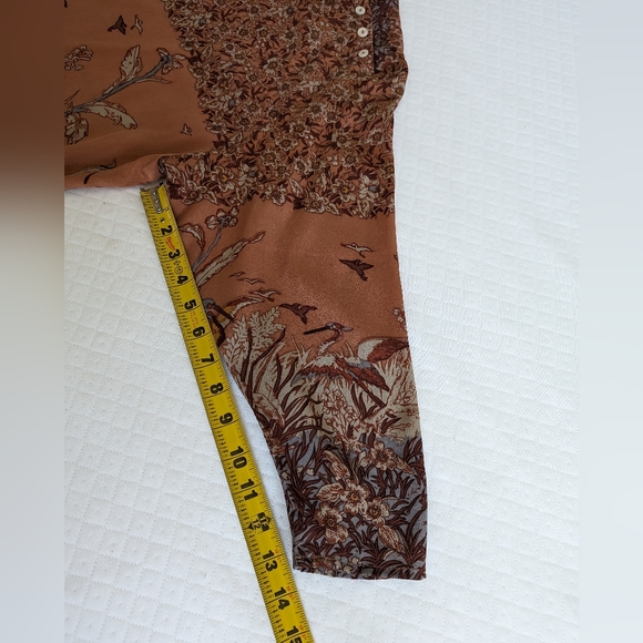 Carole Little Saint Tropez 100% Silk Floral Birds Marsh Print Blouse, size S - Picture 8 of 12